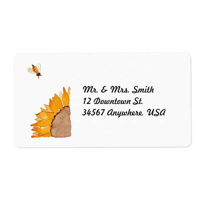 Sunflower and Bee Label (Front)