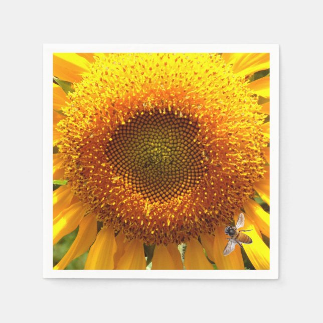 Sunflower and Bee Paper Napkins (Front)
