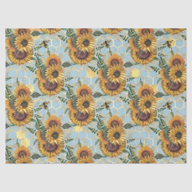 Sunflower and Bee Series Design Fourteen Tissue Paper (Front)