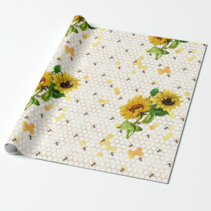 Sunflower and Bee Series Design Nine Wrapping Paper