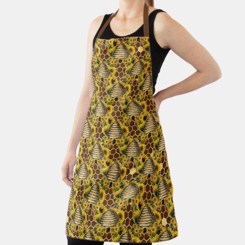 Sunflower and Bee Series Design One  Apron