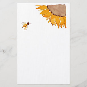 Sunflower and Bee Stationery