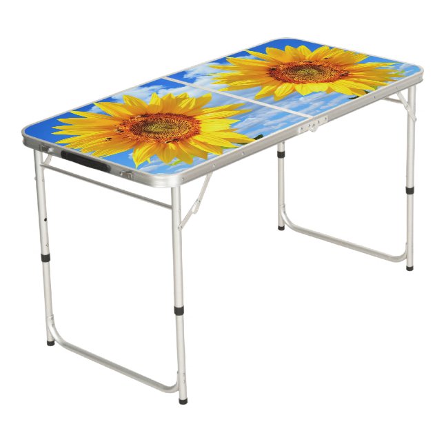 Sunflower and Bees Beer Pong Table (Angled)