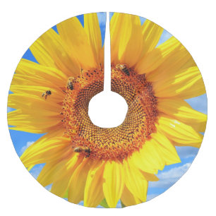 Sunflower and Bees Christmas Tree Skirt