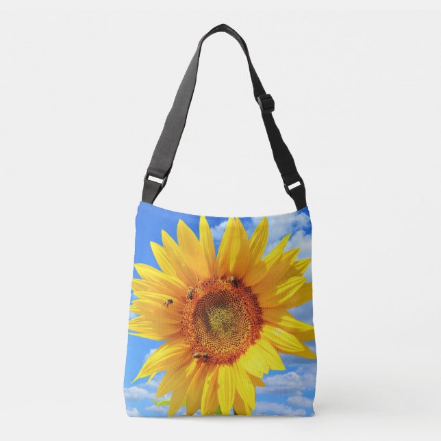 Sunflower and Bees Crossbody Bag (Front)