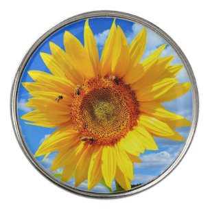 Sunflower and Bees Golf Ball Marker