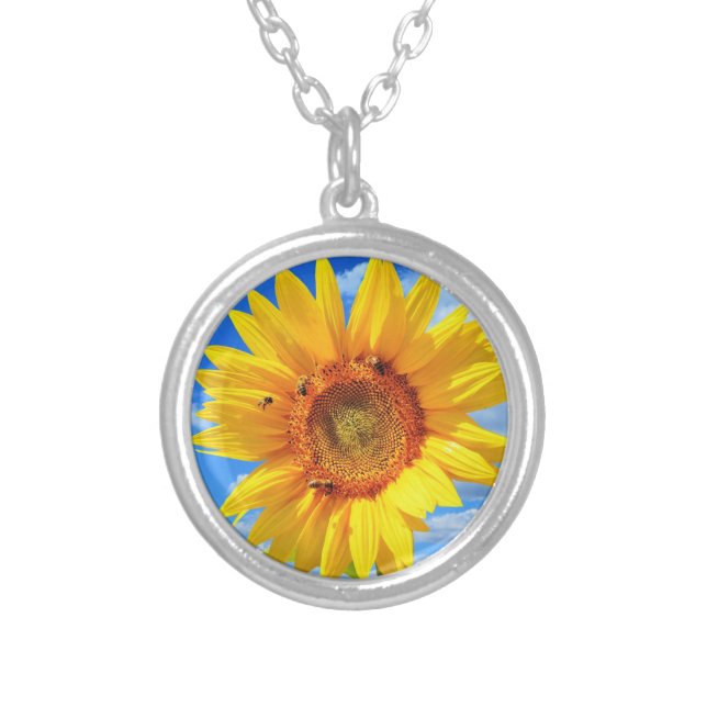Sunflower and Bees Necklace (Front)