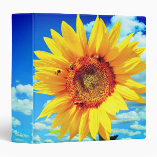 Sunflower and Bees on Blue Sky Binder