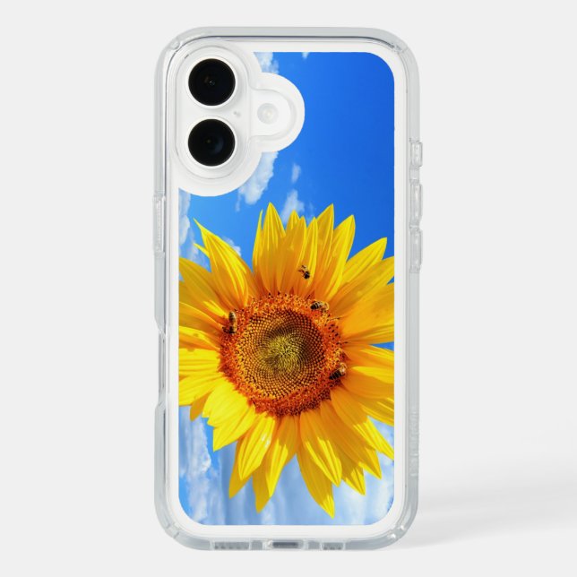 Sunflower and Bees on Blue Sky iPhone Case (Front)