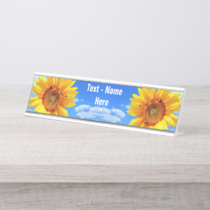Sunflower and Bees Personalized Desk Name Plate
