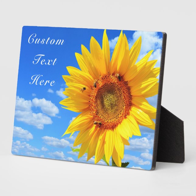 Sunflower and Bees Plaque with Custom Text (Side)