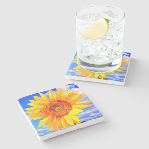 Sunflower and Bees Stone Coaster