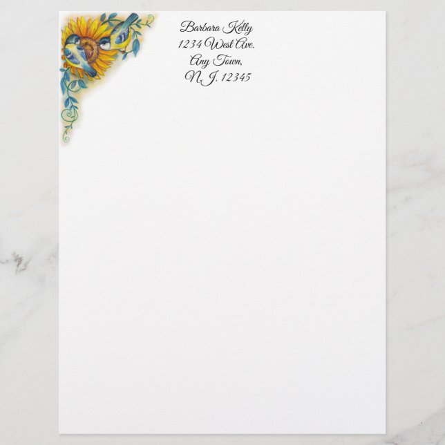 Sunflower And Birds Letterhead (Front)
