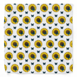 Sunflower and Blue Butterfly Bandana