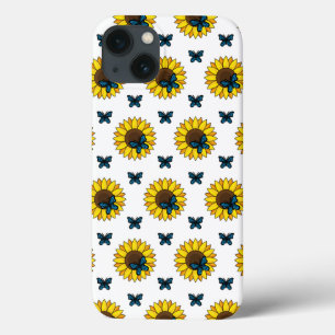Sunflower and Blue Butterfly iPhone 13 Case