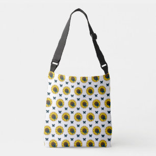 Sunflower and Blue Butterfly Crossbody Bag