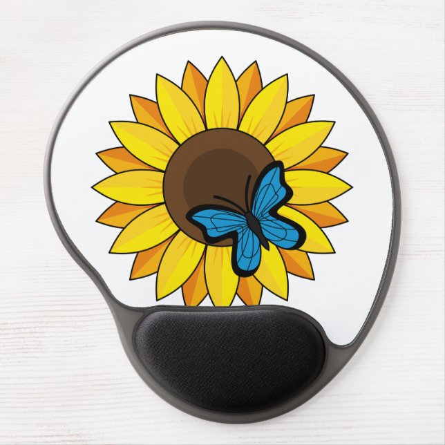 Sunflower and Blue Butterfly Gel Mouse Pad (Front)