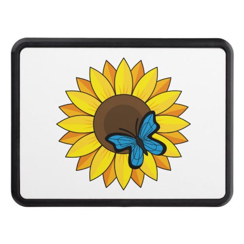 Sunflower and Blue Butterfly Hitch Cover