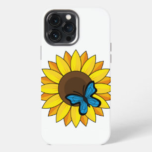 Sunflower and Blue Butterfly iPhone 13 Pro Max Case
