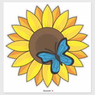 Sunflower and Blue Butterfly Sticker