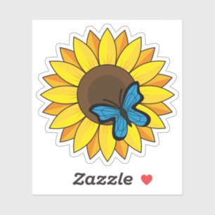 Sunflower and Blue Butterfly Sticker