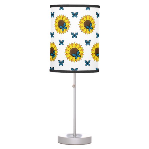 Sunflower and Blue Butterfly Table Lamp