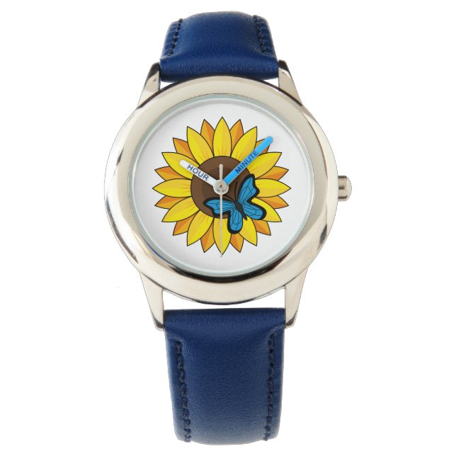 Sunflower and Blue Butterfly Watch (Front)