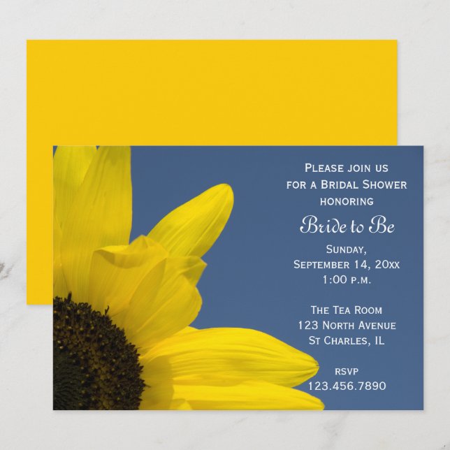 Sunflower and Blue Sky Bridal Shower Invitation (Front/Back)