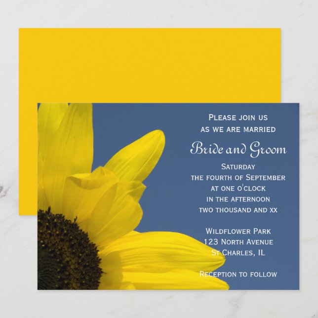 Sunflower and Blue Sky Wedding Invitation (Front/Back)