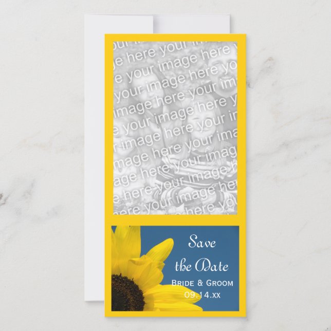 Sunflower and Blue Sky Wedding Save the Date (Front)
