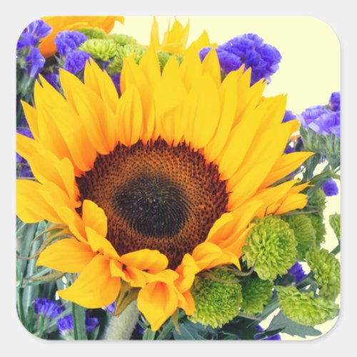 Sunflower and Blue Statice Sticker