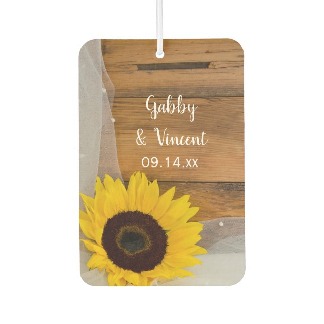 Sunflower and Bridal Veil Country Wedding Favor Car Air Freshener (Front)