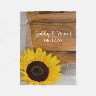 Sunflower and Bridal Veil Country Wedding Fleece Blanket