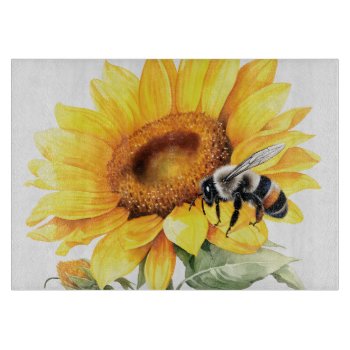 Sunflower And Bumblebee Cutting Board by dmboyce at Zazzle