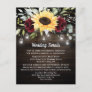 Sunflower and Burgundy Red Rose Rustic Wedding Enclosure Card