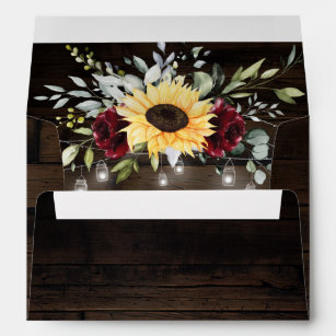 Sunflower watercolors envelopes for 5x7 cards