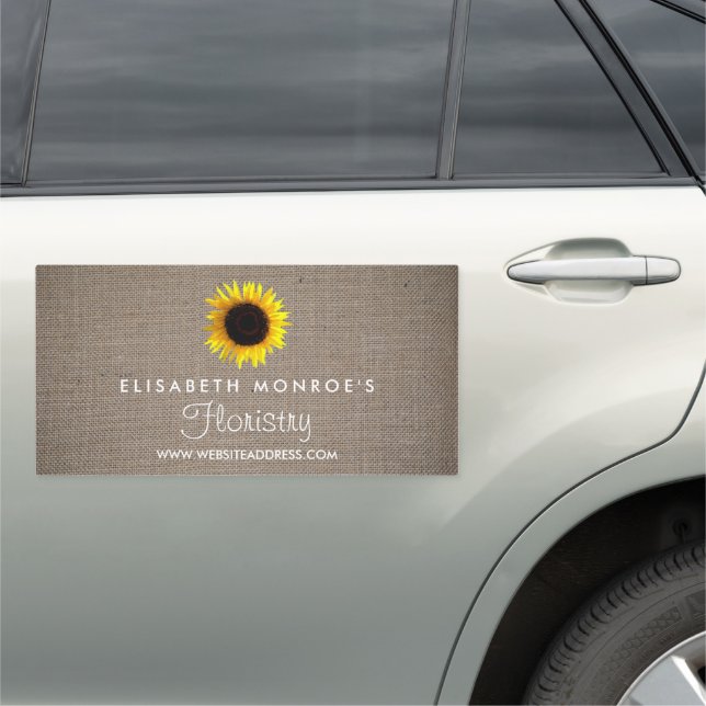 Sunflower and Burlap, Floristry Car Magnet (In Situ)