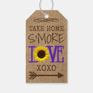 Sunflower and Burlap Purple Take Home S'More Love Gift Tags