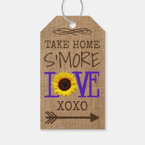 Sunflower and Burlap Purple Take Home SMore Love Gift Tags