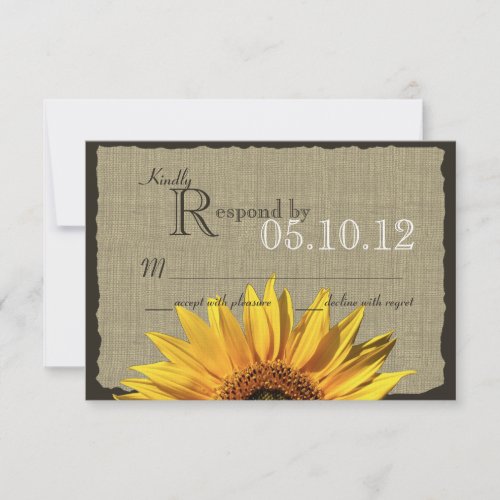 Sunflower and Burlap Response Custom Invitations