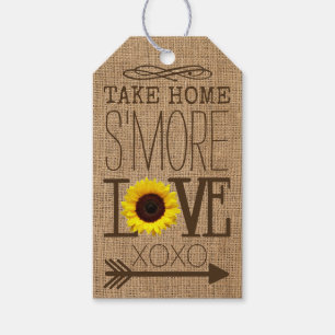 Sunflower and Burlap Take Home S'More Love Favor Gift Tags