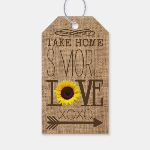 Sunflower and Burlap Take Home SMore Love Favor Gift Tags