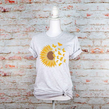 Sunflower And Butterflies Graphic T-shirt by PaintedDreamsDesigns at Zazzle