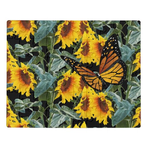 Sunflower and Butterfly Collage Style Jigsaw Puzzle