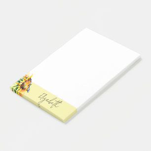 Sunflower and butterfly personalized post-it notes