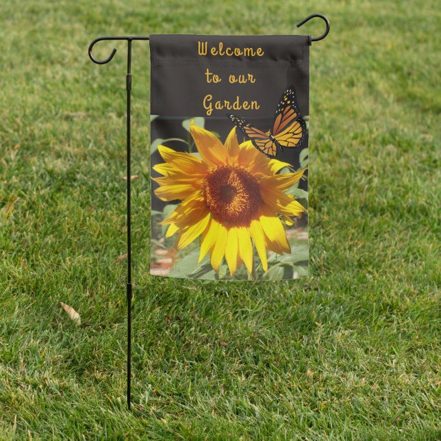 Sunflower and Butterfly Welcome   Garden Flag (In SItu)