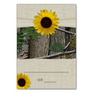 Sunflower and Camouflage Woodland Seating Card