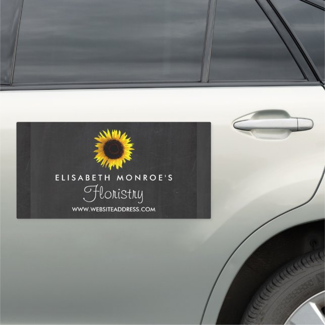 Sunflower and Chalkboard, Floristry Car Magnet (In Situ)