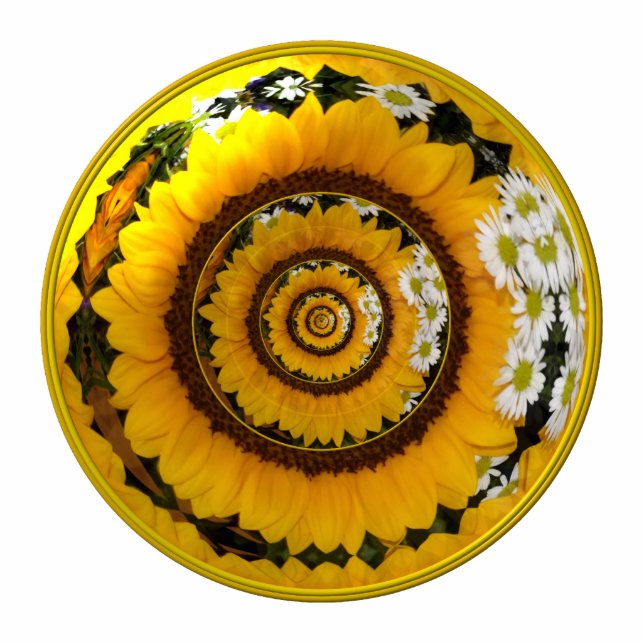 Sunflower and Daisies Under Glass Statuette (Front)