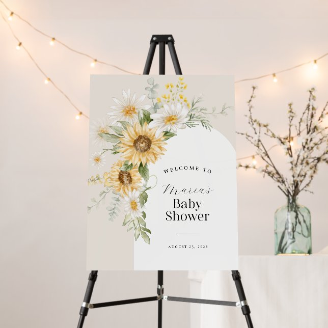 Sunflower and Daisy Baby Shower Welcome Foam Board (In Situ (Stand))